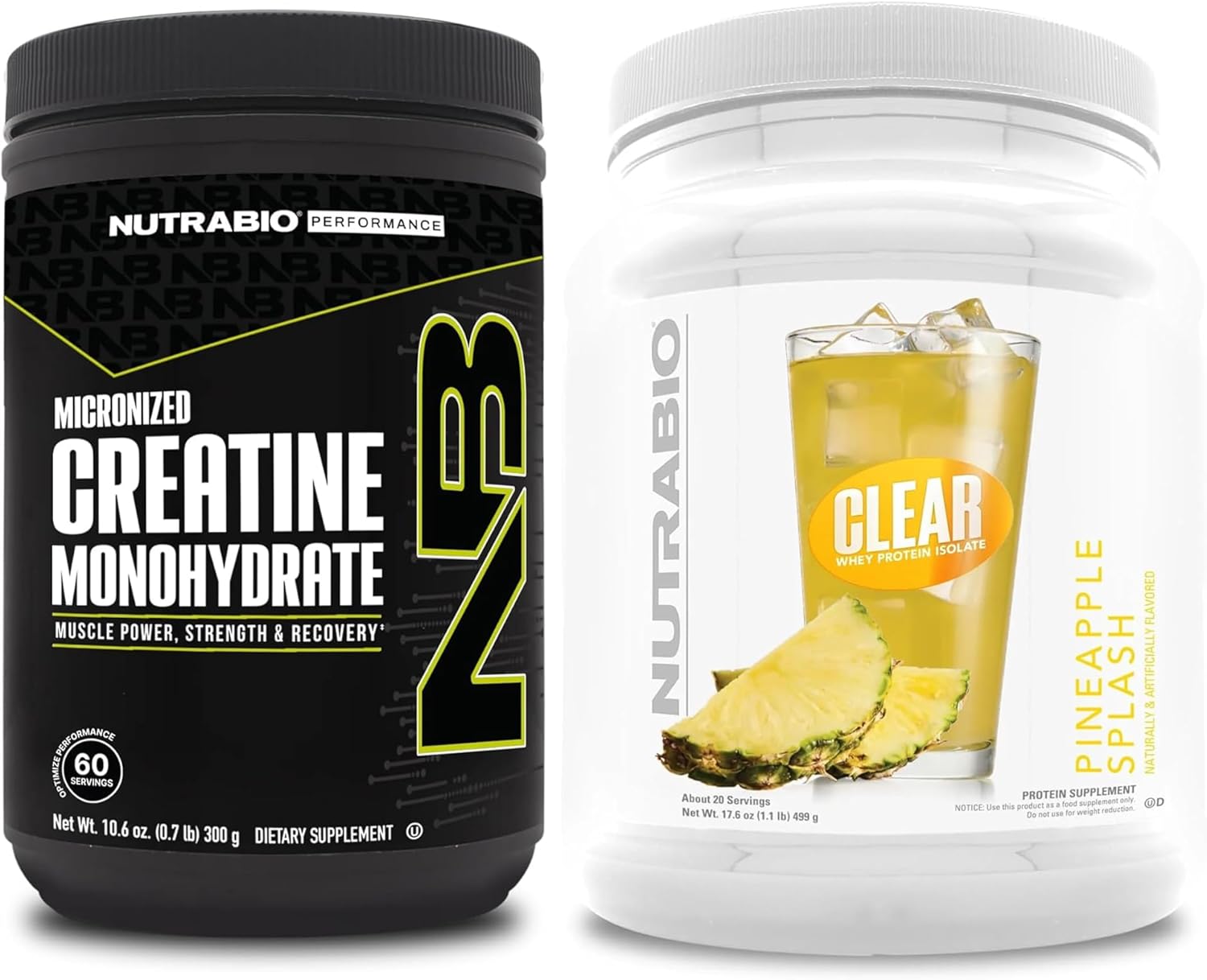bundle-nutrabio-unflavored-creatine-monohydrate-300g-clear-whey-protein-isolate-pineapple-splash---muscle-energy-growth-recovery-strength-1