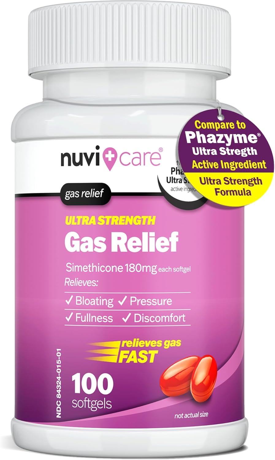 Ultra Strength Gas Relief Softgels (180mg) for Adults - Anti Gas & Bloating Relief - Compare to Phazyme - Stomach Gas Relief (100 Count) - Espot.com.au