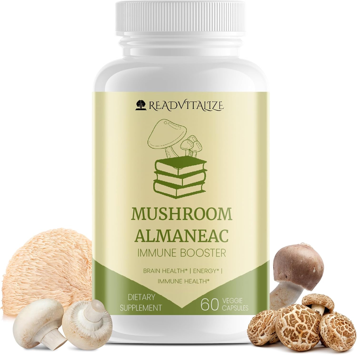 Mushroom Almanac Nootropic Brain Support Supplement - 60 Capsules, Boosts Energy, Focus, Immune Support - Lions Mane, Cordyceps, Turkey Tail, Shiitake Mushrooms - Espot.com.au
