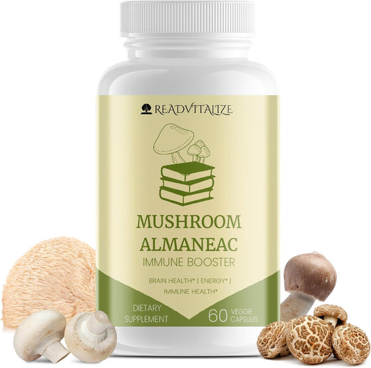 Mushroom Almanac Nootropic Brain Support Supplement - 60 Capsules, Boosts Energy, Focus, Immune Support - Lions Mane, Cordyceps, Turkey Tail, Shiitake Mushrooms - Espot.com.au
