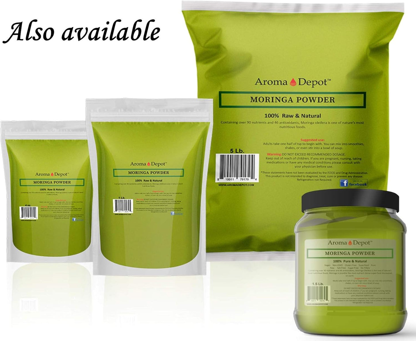 aroma-depot-3lb-raw-moringa-powder---keto-vegan---high-in-vitamin-c---ideal-for-food-tea-juice-coffee---non-gmo-gluten-free---from-india-2