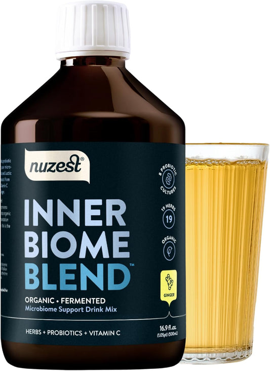 nuzest-inner-biome-blend-liquid-drink-mix---prebiotic-probiotic-postbiotic---microbiome-support---8-microbiotic-cultures-19-fermented-herbs---vegan---organic---ginger-flavour---169-floz-1
