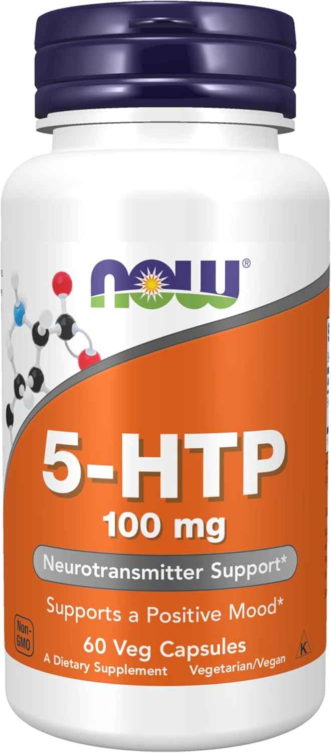 5-HTP (5-hydroxytryptophan) 100 mg Supplement for Neurotransmitter Support - 60 Veg Capsules by NOW Foods