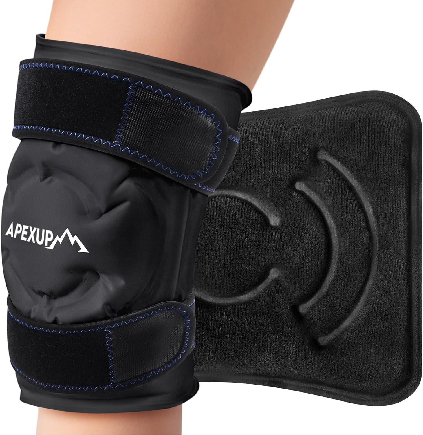 apexup-xxl-reusable-ice-pack-wrap-for-knee-pain-relief---flexible-gel-cold-pack-for-injuries---pain-relief-for-knee-back-shoulder-elbow-ankle-and-leg---black-1-pack-1