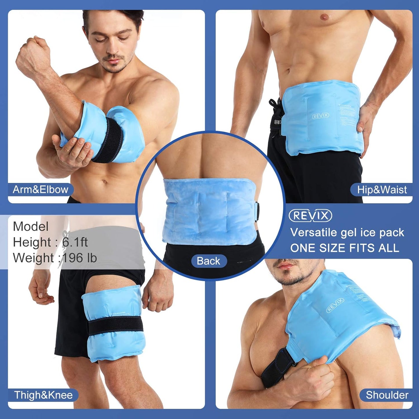 REVIX Reusable Gel Ice Wrap for Knee and Back Injuries - Cold Compress Therapy - Espot.com.au