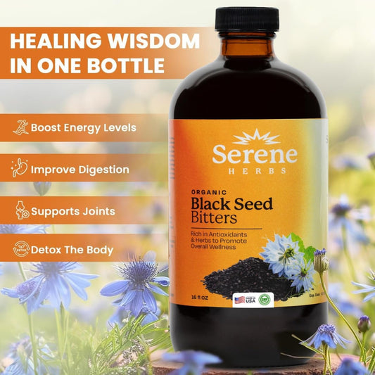 Immune Support Antioxidant Bitters with Black Seed, Milk Thistle, Sea Moss, Dandelion Root, Ginger, Cayenne, Moringa for Joints, Digestion, Hair & Skin | 16 oz - Espot.com.au
