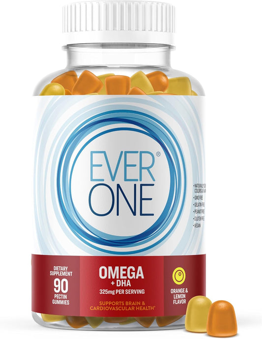 Vegan Omega Fish Oil Gummies for Adults and Teens with DHA - Brain and Cardio Health Support - Orange and Lemon Flavored with Omega 3, 6, 9 - GMO Free - Espot.com.au