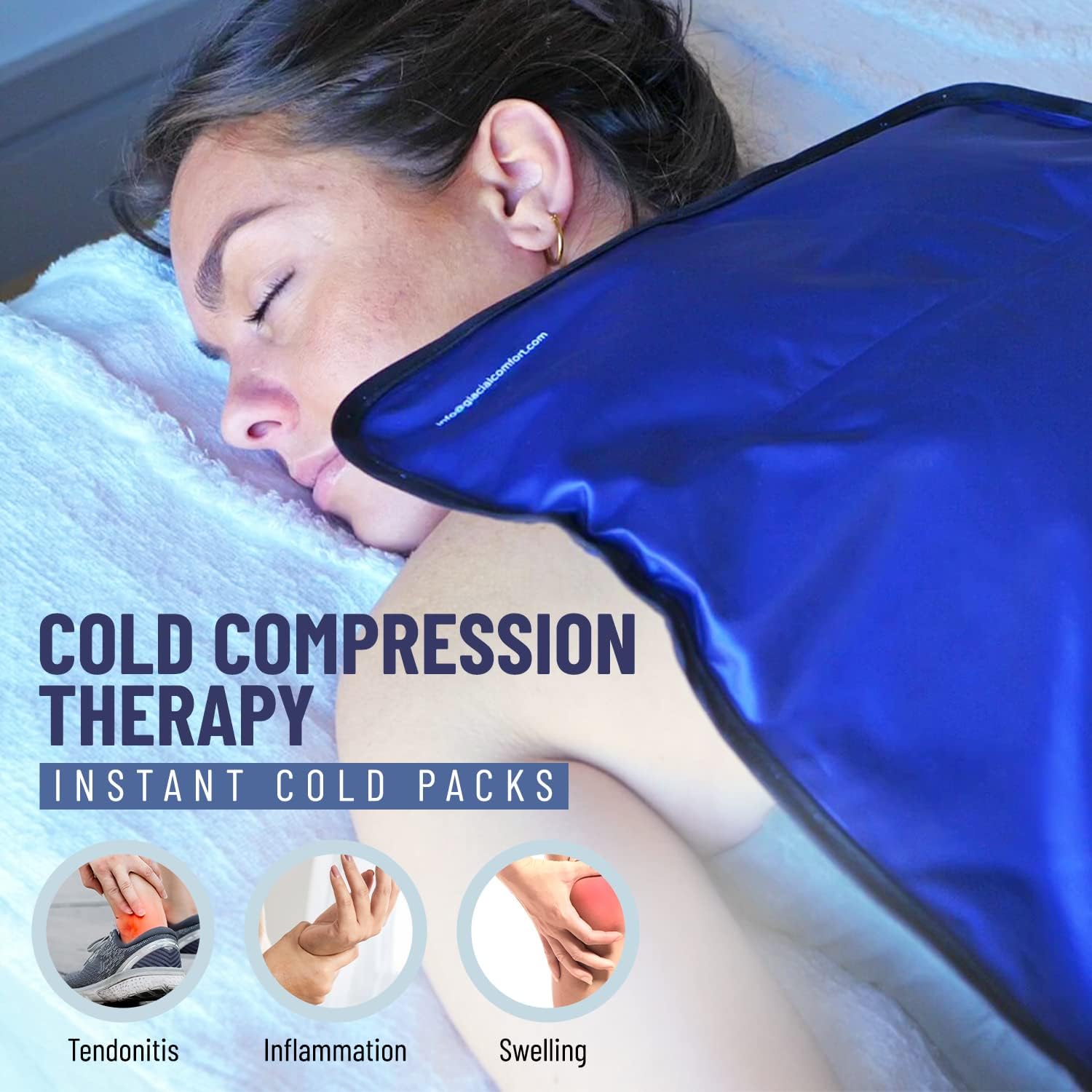 large-gel-ice-pack-for-injuries---reusable-cold-pad-15-x-11-for-back-pain-hip-knee-shoulder-strains-migraine-postpartum-recovery---flex-technology-compression-pad---glacial-comfort-6