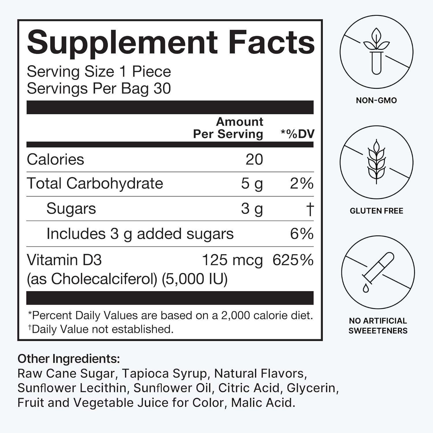 High Potency Vitamin D3 Chews 5000iu for Healthy Mood, Immunity, Respiratory & Bone Health - Mixed Berry Flavor, 30-Count - Espot.com.au