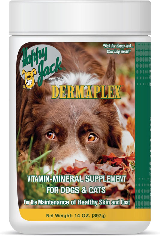 skin-and-coat-supplement-for-dogs-cats---happy-jack-dermaplex-14oz---promotes-hair-growth-for-pets-with-eczema-hot-spots-mange-infections-and-wounds-1