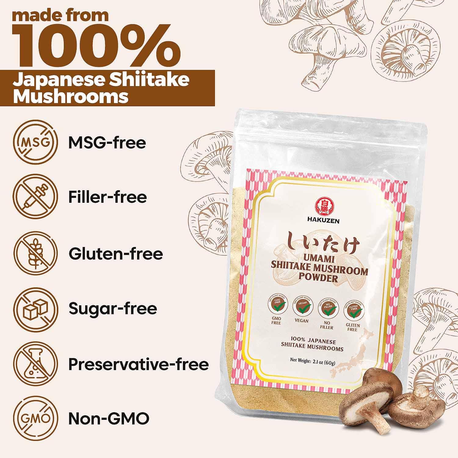 Organic Japanese Shiitake Mushroom Powder - Umami Seasoning for Cooking, 2.1 Oz (60g), Gluten-Free & Vegan - No Additives - Ideal for Soups - Espot.com.au