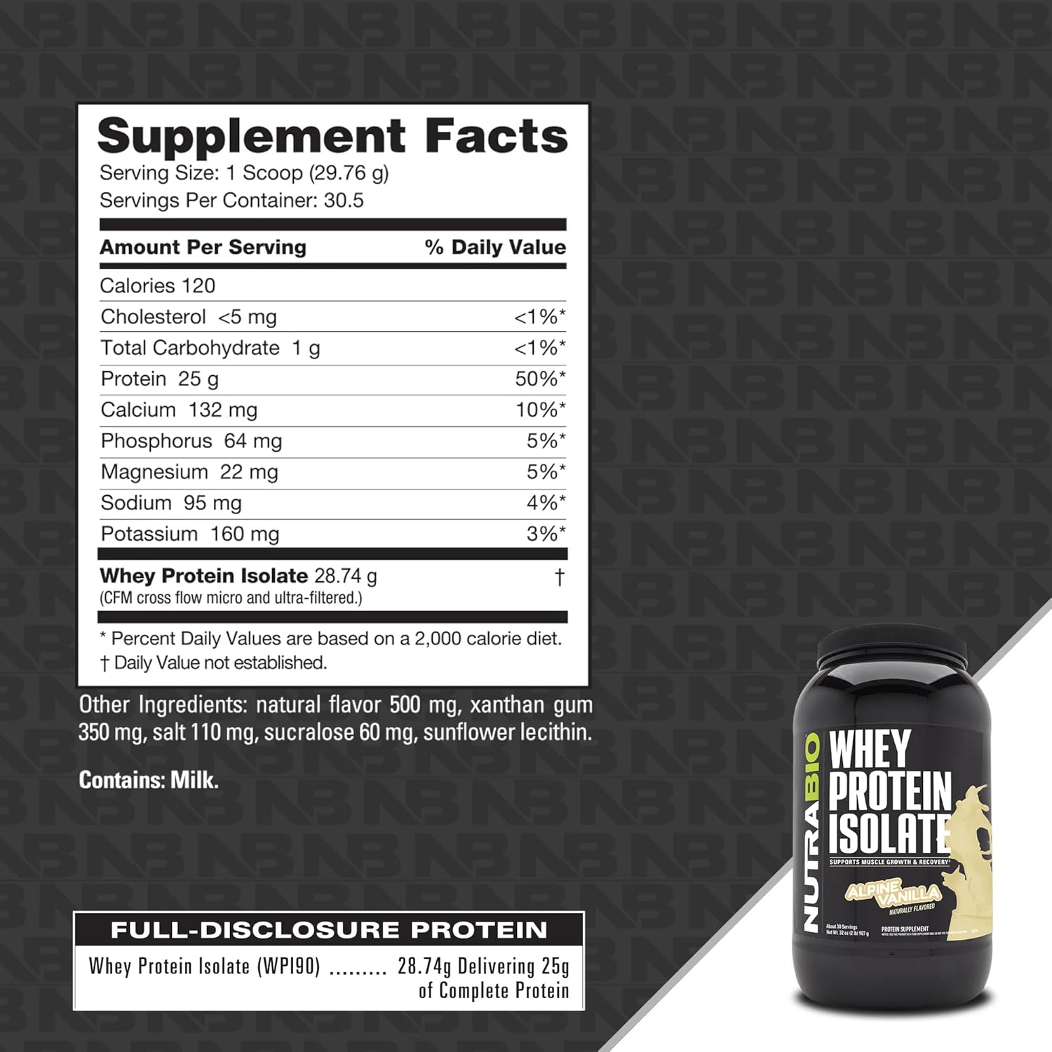 alpine-vanilla-nutrabio-whey-protein-isolate-powder---25g-protein-per-scoop---complete-amino-acid-profile---soy-gluten-free---non-gmo---2lbs-5