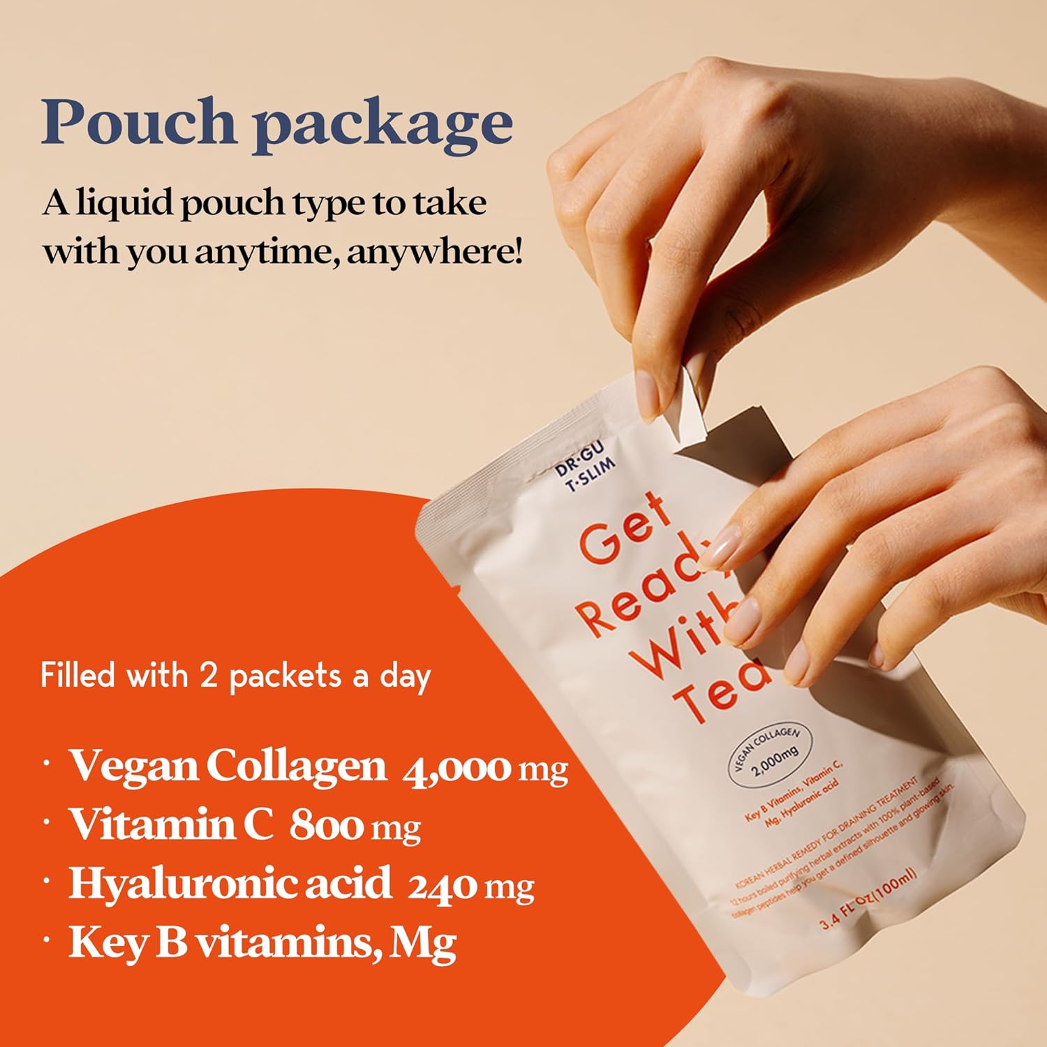 Korean Collagen Supplements with Mixed Berry Flavor - Vegan Peptides and Herbal Extracts Liquid for Glowing Skin - 20 Packs - Dr. Gu T.Slim - Espot.com.au