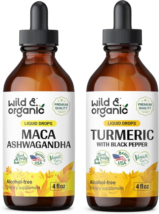 Organic Maca and Ashwagandha Tincture with Turmeric - 4 fl oz, Wildcrafted Herbal Supplement - Espot.com.au