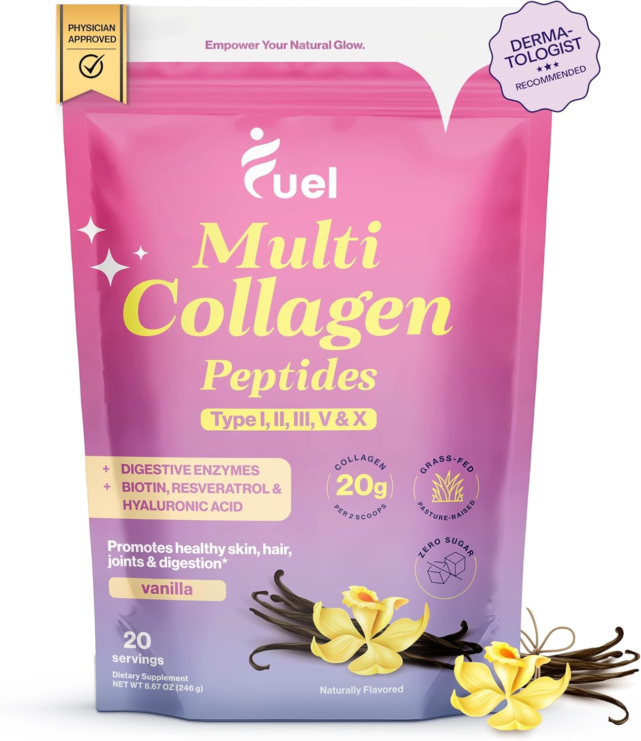 mixed-berry-french-vanilla-collagen-drink-powder-for-women---with-hyaluronic-acid-vitamin-c-tremella-biotin---supports-skin-hair-nail-health---fuel-collagen-peptides-3