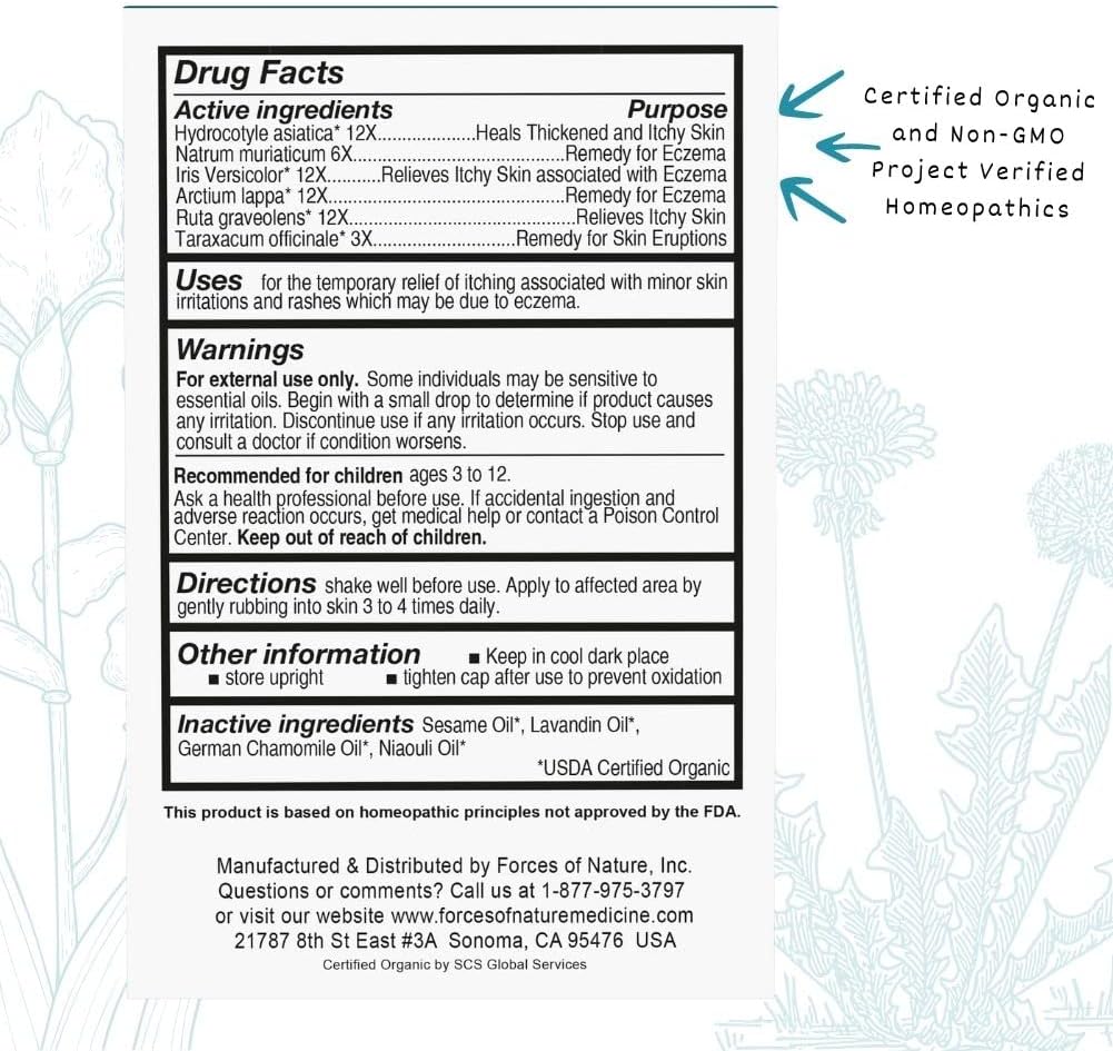 Organic Homeopathic Eczema Control for Kids, 0.17 Fl Oz - Soothing Treatment for Dry, Itchy Skin - Multi Symptom Relief, Steroid-Free Care from Forces of Nature - Espot.com.au