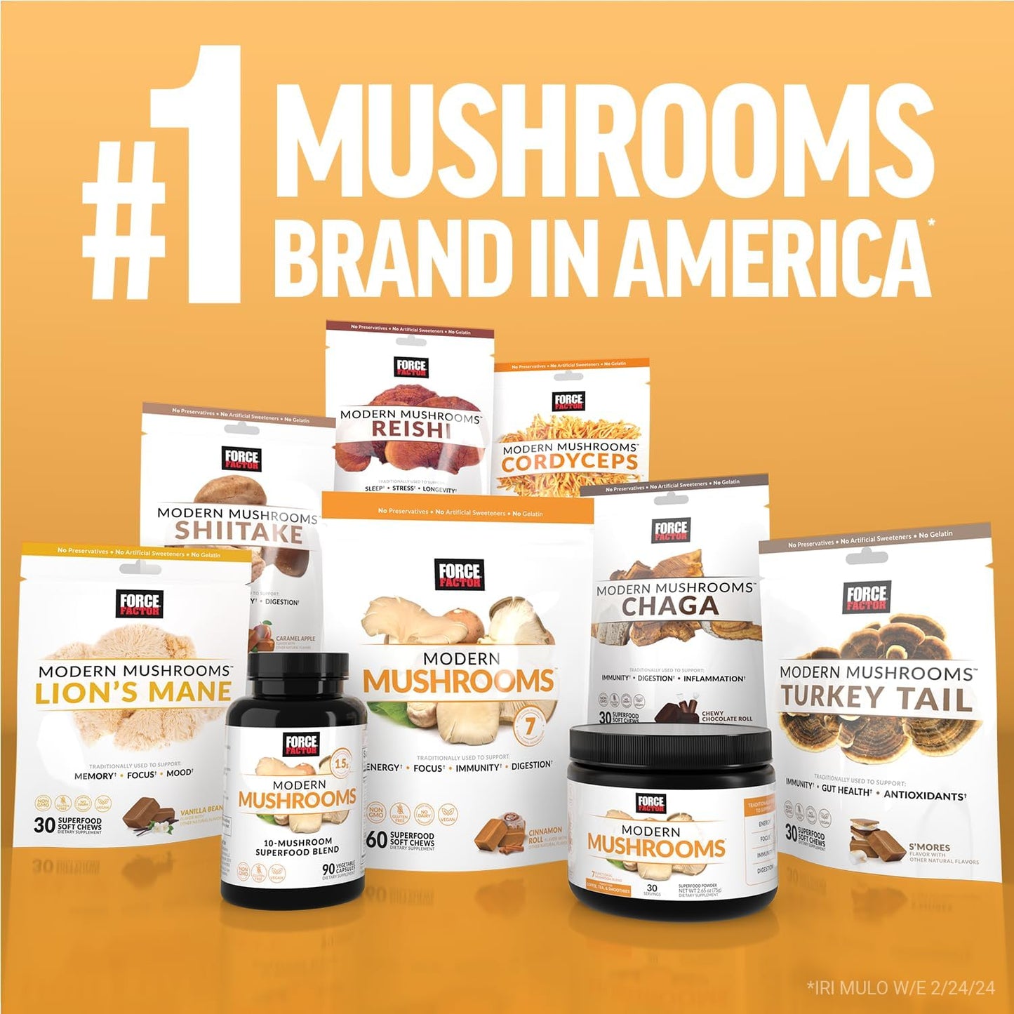 force-factor-modern-mushrooms-powder---energy-focus-immunity-digestion-support-supplement-with-cordyceps-turkey-tail-chaga-reishi-lions-mane-shiitake---unflavored-30-servings-8