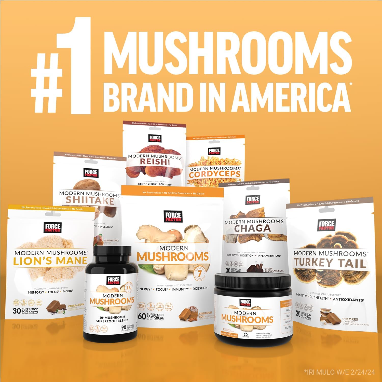 force-factor-modern-mushrooms-powder---energy-focus-immunity-digestion-support-supplement-with-cordyceps-turkey-tail-chaga-reishi-lions-mane-shiitake---unflavored-30-servings-8