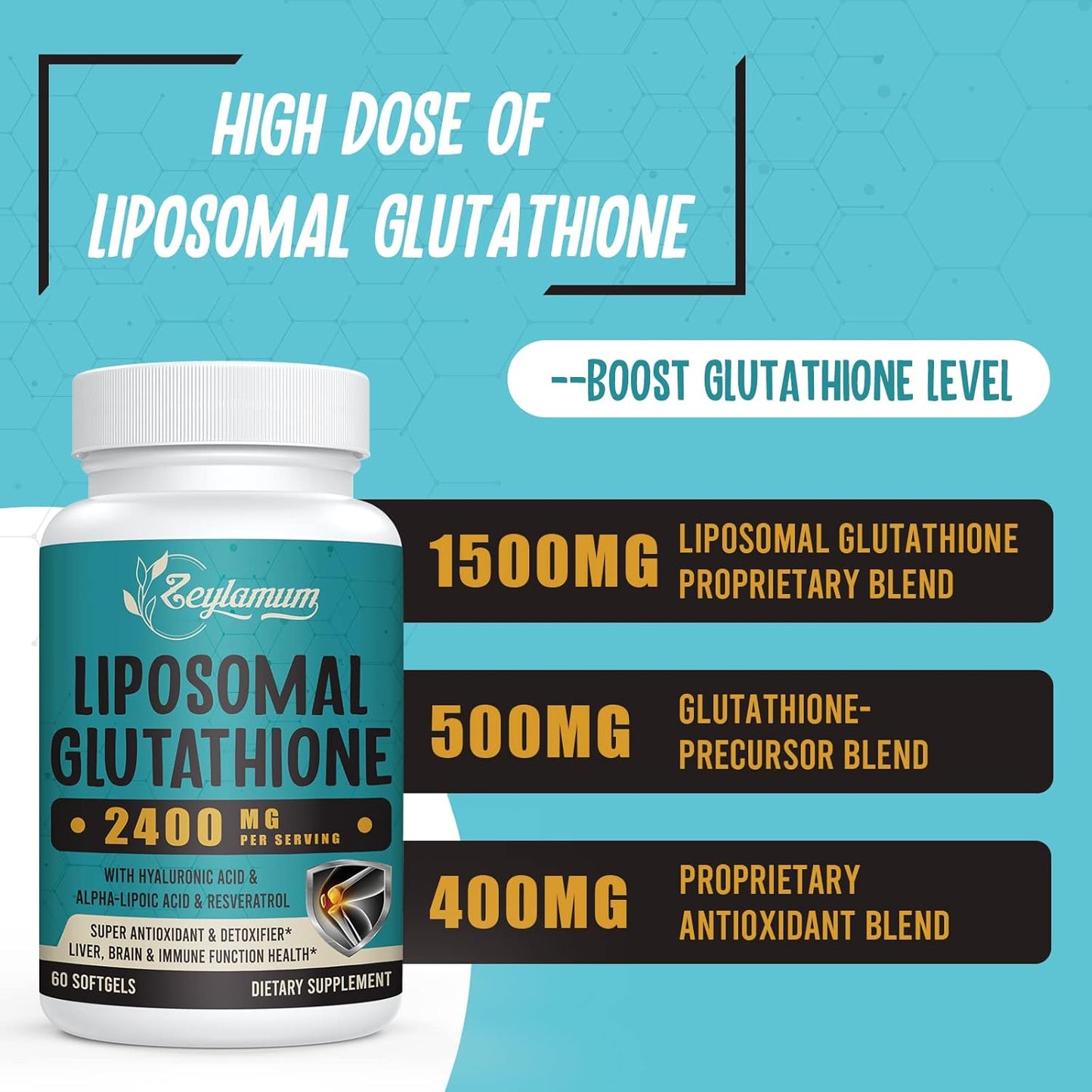 High Strength Liposomal Glutathione Bundle - 2400 MG Capsules & 2000 MG Liquid - Antioxidant, Energy Boost, Immune Support, Anti-Aging Defense - Espot.com.au