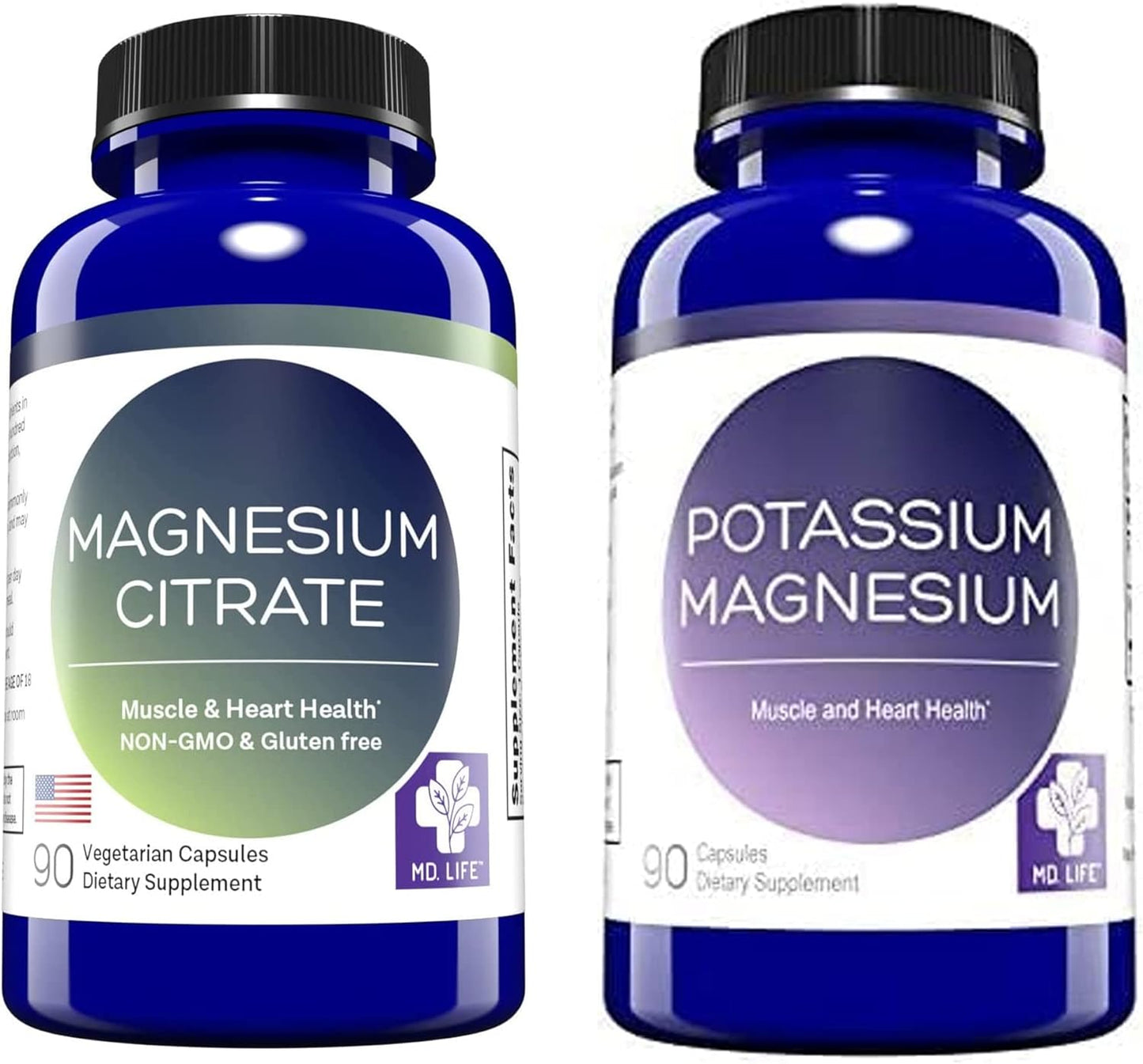 MD.LIFE Magnesium Potassium Supplement - 90 Capsules - Citrate Blend - 90 Count Capsules for Heart Health & Muscle Function - Espot.com.au