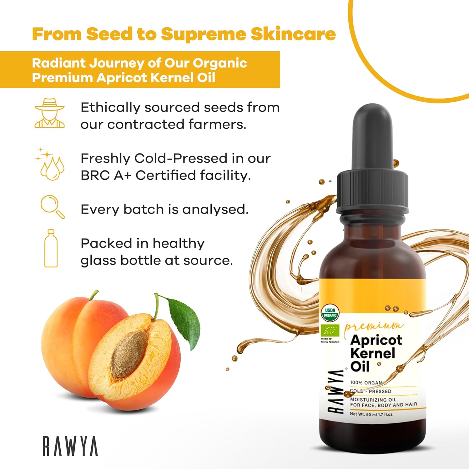 usda-organic-apricot-seed-oil-17-oz---cold-pressed-non-gmo-vegan-moisturizer-for-aromatherapy-and-massage---glass-bottle-kosher-6