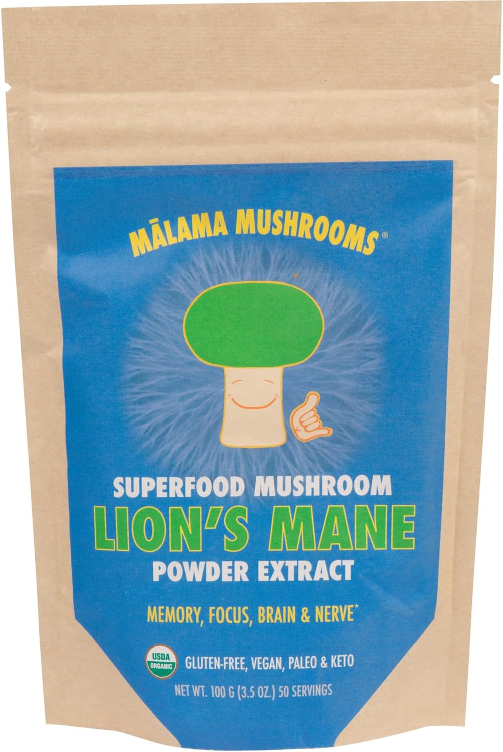 Organic Lion's Mane Mushroom Extract Powder by Malama - Superfood for Memory, Focus, Brain, and Nerves - Fruiting Body Lions Mane Powder - Supports Cognitive Health - Espot.com.au