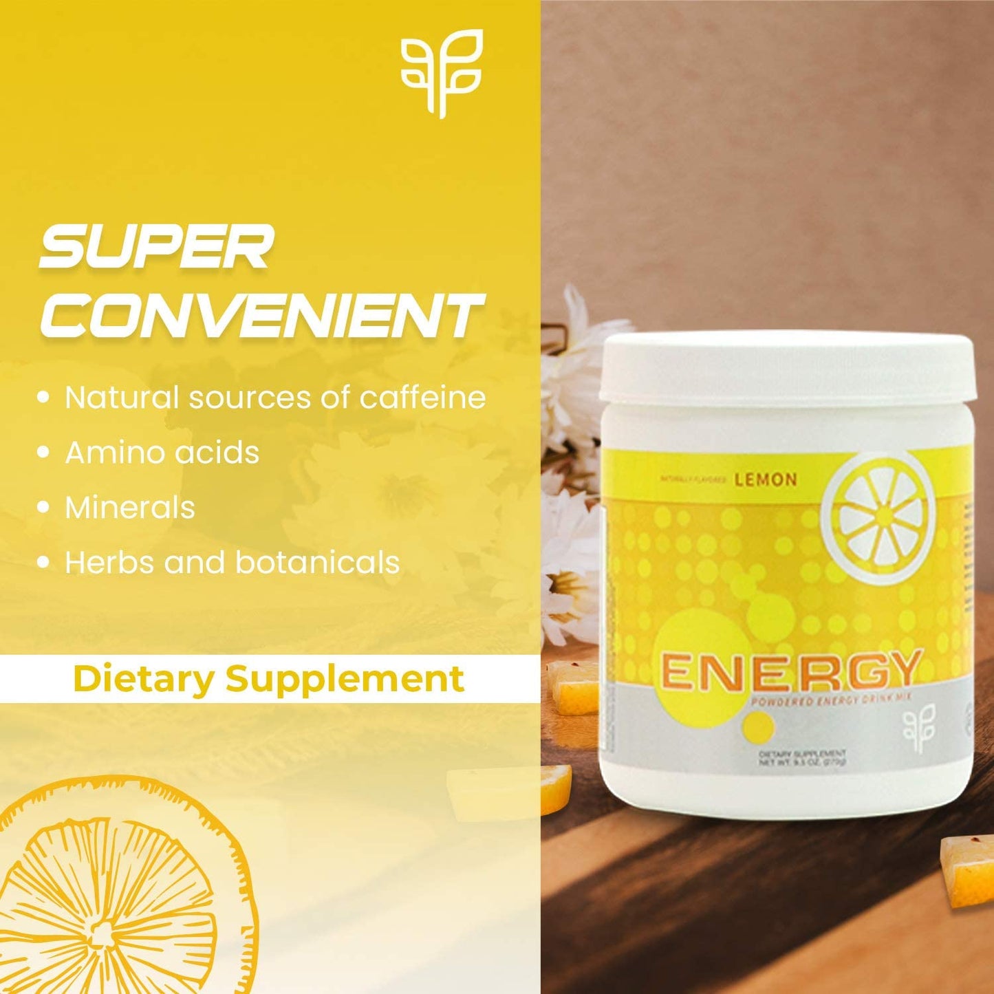 Organic Zesty Lemon Wheatgrass Energy Drink Mix with Antioxidants & Vitamins, Zero Sugar, 270g - Espot.com.au