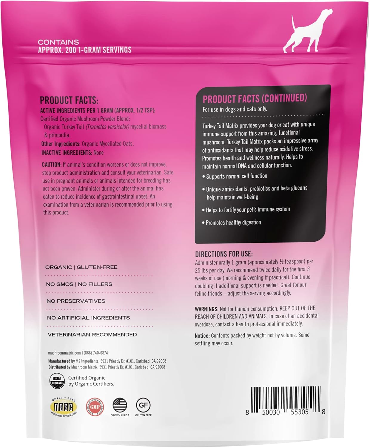 turkey-tail-mushroom-pet-supplement-powder-for-dogs-cats---200g-immunity-support-holistic-defense---om-mushroom-matrix---71-oz-2