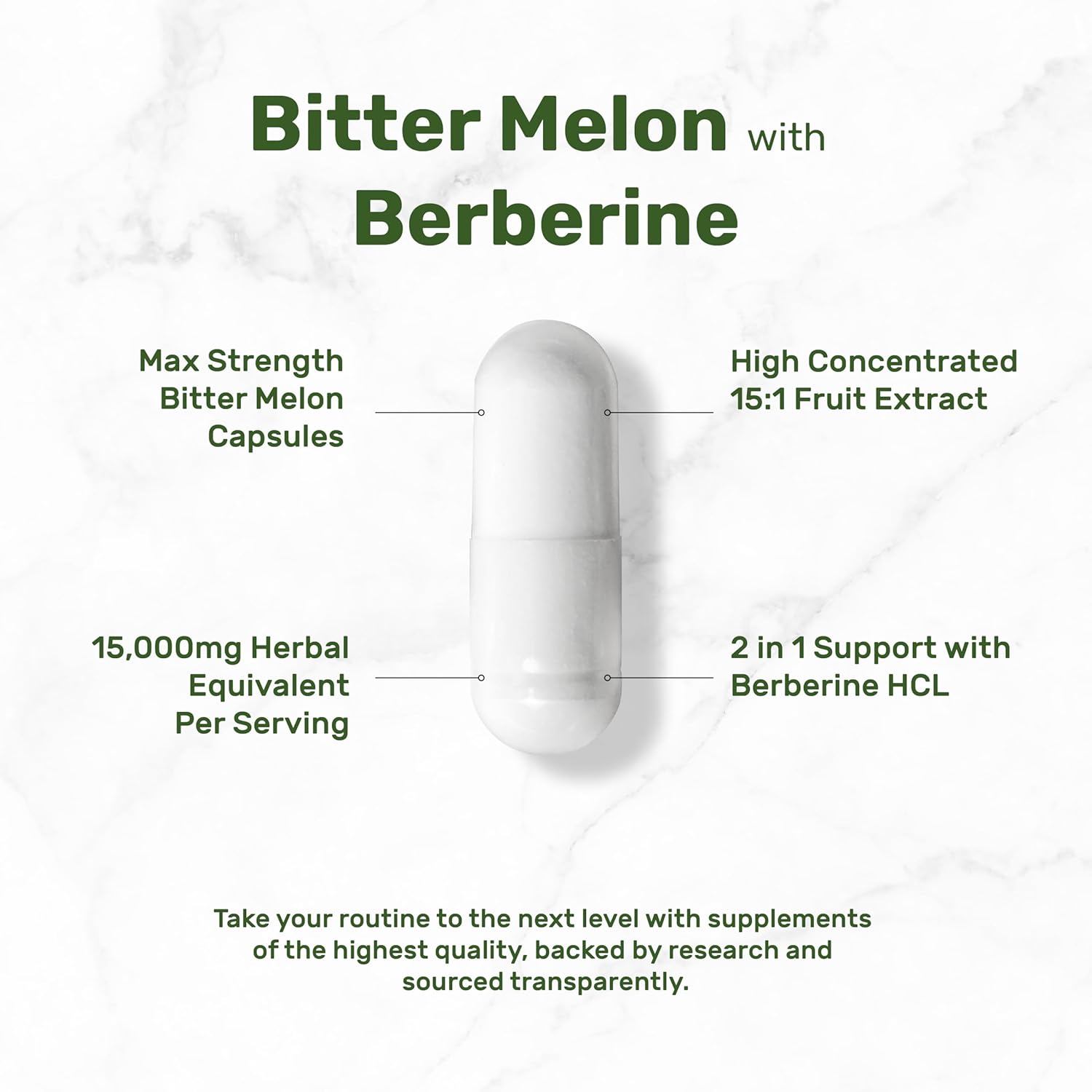 300 Capsules Bitter Melon Berberine Supplement | 15,000mg Per Serving | Wild Bitter Melon Fruit Extract & Berberine HCL | Third Party Tested | Non-GMO Plant Based Formula - Espot.com.au