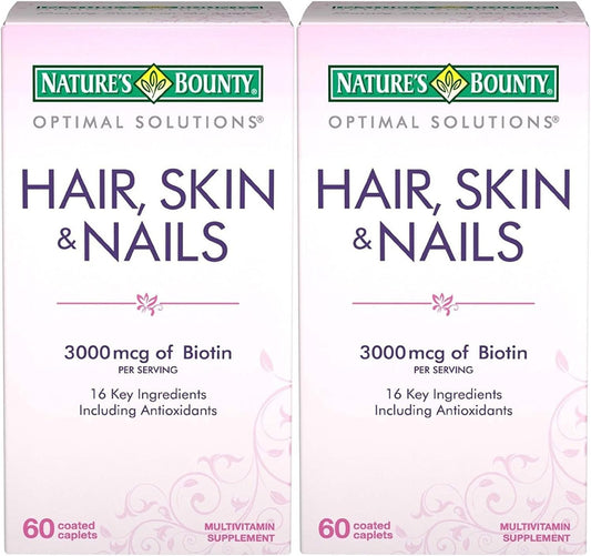 Optimal Solutions Hair, Skin & Nails Formula by Nature's Bounty - 120 Coated Caplets - Espot.com.au