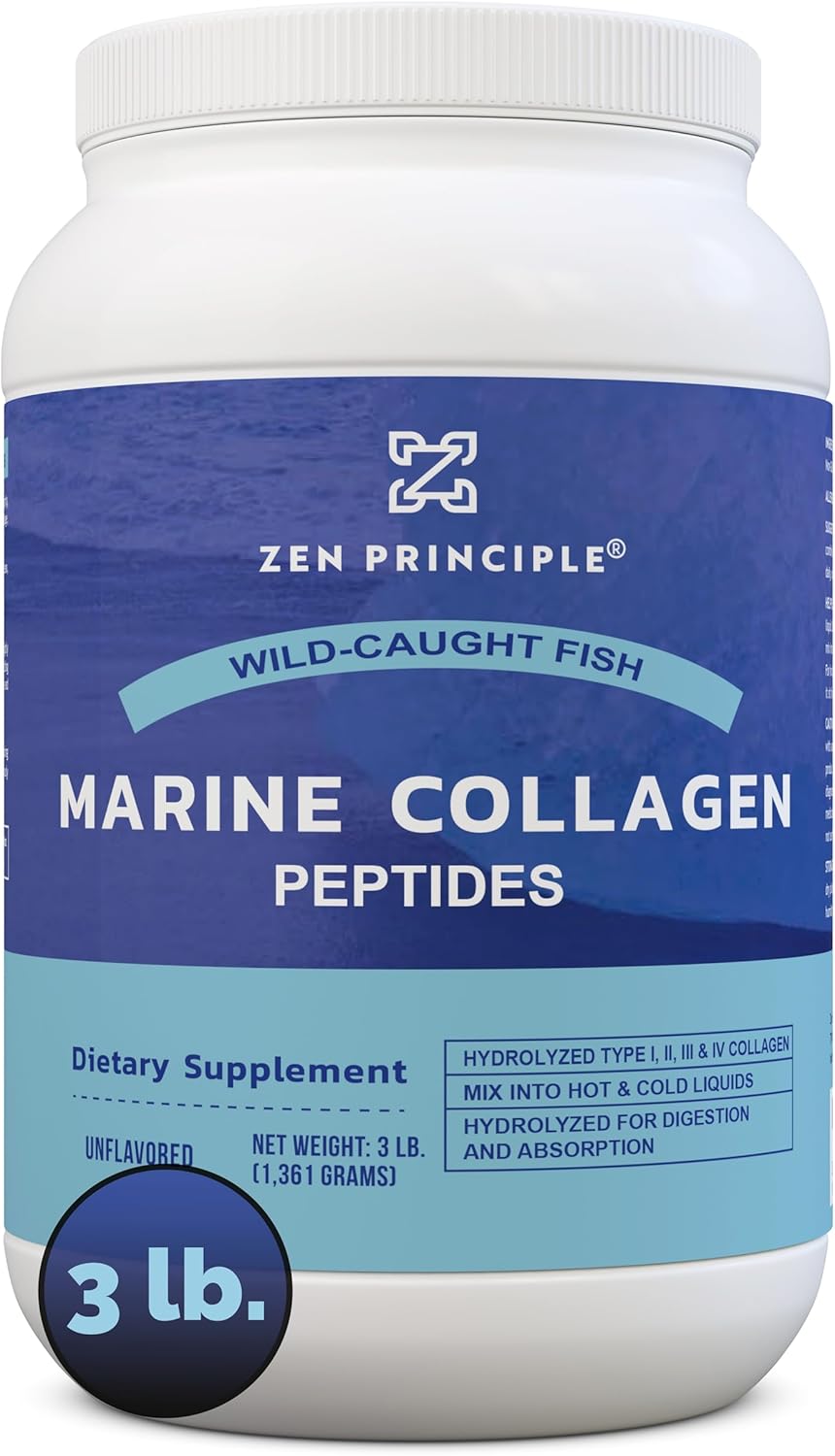 3-lb-zen-principle-marine-collagen-peptides-powder---non-gmo-wild-caught-fish---supports-healthy-skin-hair-joints-bones---hydrolyzed-type-1-3-protein---amino-acids---unflavored-easy-to-mix-1