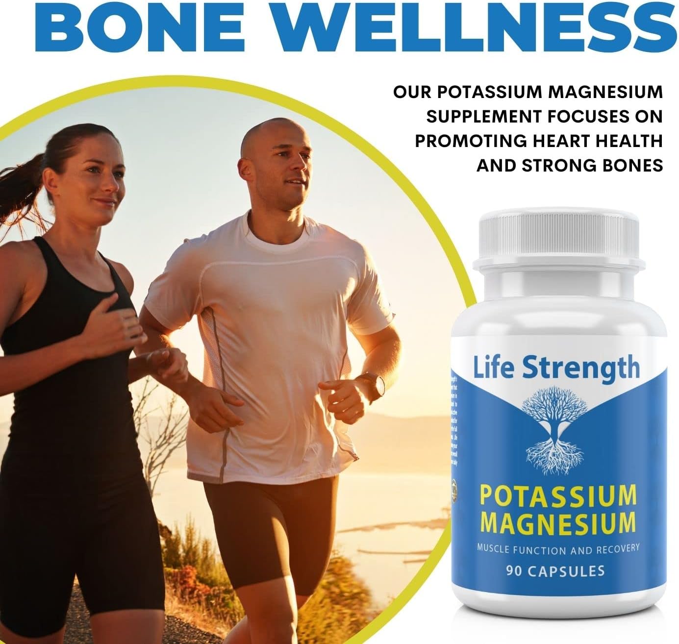 90 Capsules LifeStrength Magnesium Potassium Complex Supplement for Vascular Health & Leg Cramp Relief with High Absorption Formula - Espot.com.au