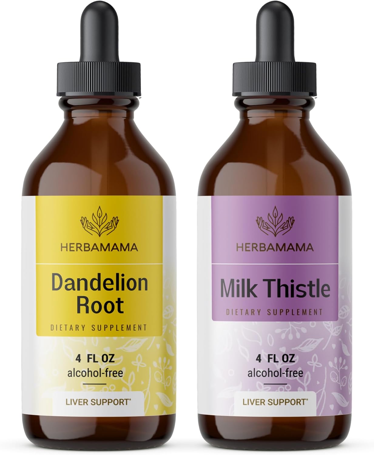 Dandelion Root & Milk Thistle Herbal Liquid Drops Bundle - 4 fl oz - Vegan, Non-GMO, Sugar & Alcohol-Free - 2 Pack by HERBAMAMA - Espot.com.au