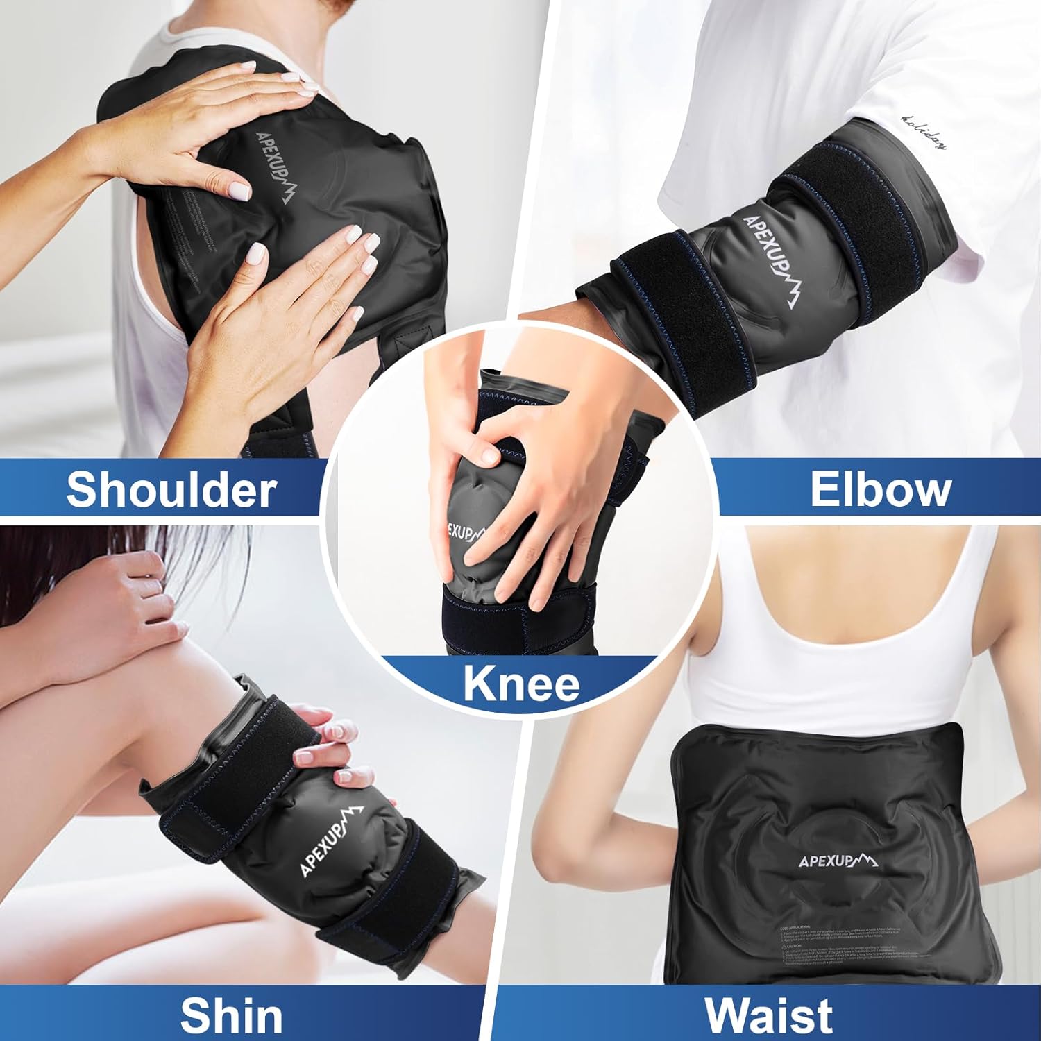 apexup-xxl-reusable-ice-pack-wrap-for-knee-pain-relief---flexible-gel-cold-pack-for-injuries---pain-relief-for-knee-back-shoulder-elbow-ankle-and-leg---black-1-pack-7