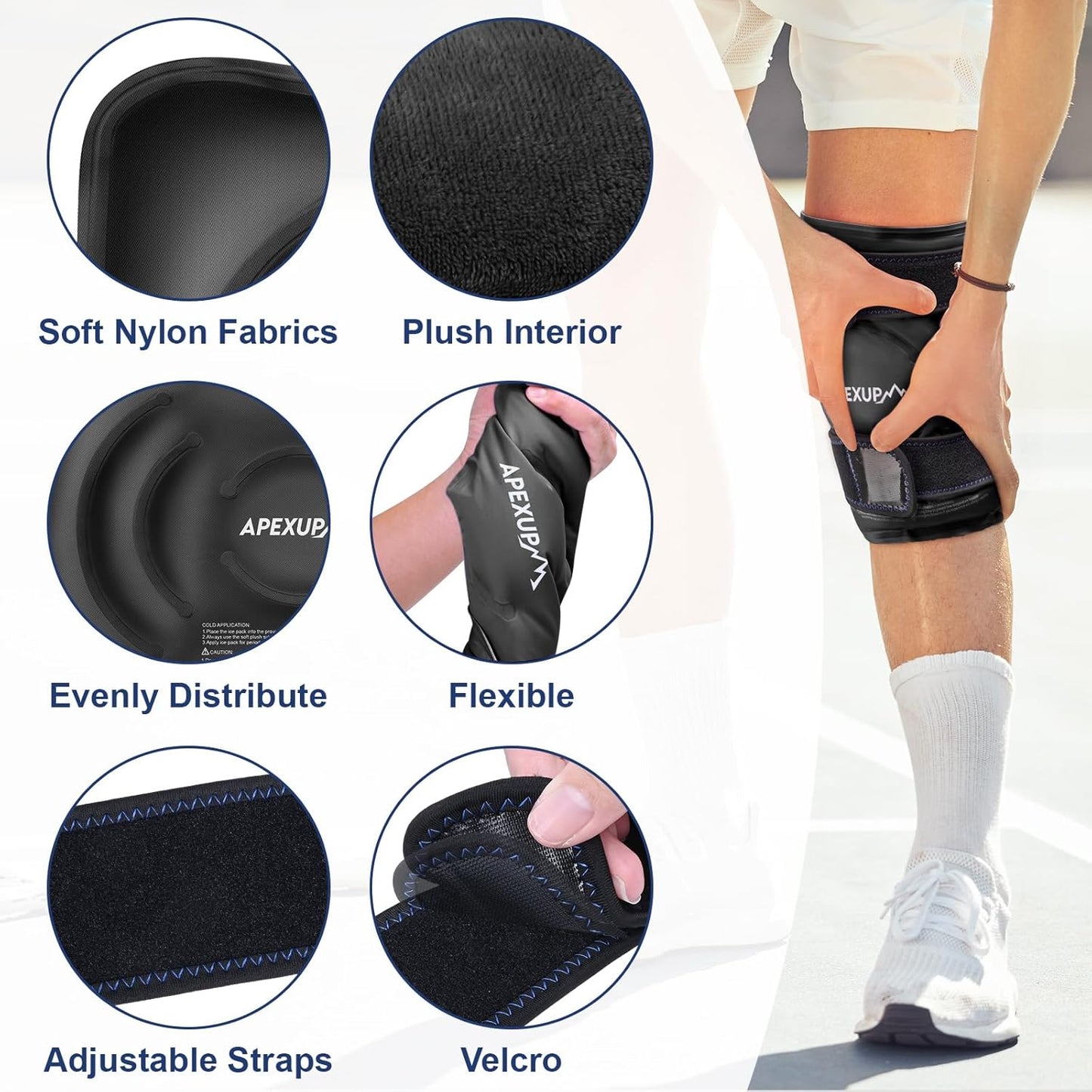 apexup-xxl-reusable-ice-pack-wrap-for-knee-pain-relief---flexible-gel-cold-pack-for-injuries---pain-relief-for-knee-back-shoulder-elbow-ankle-and-leg---black-1-pack-2