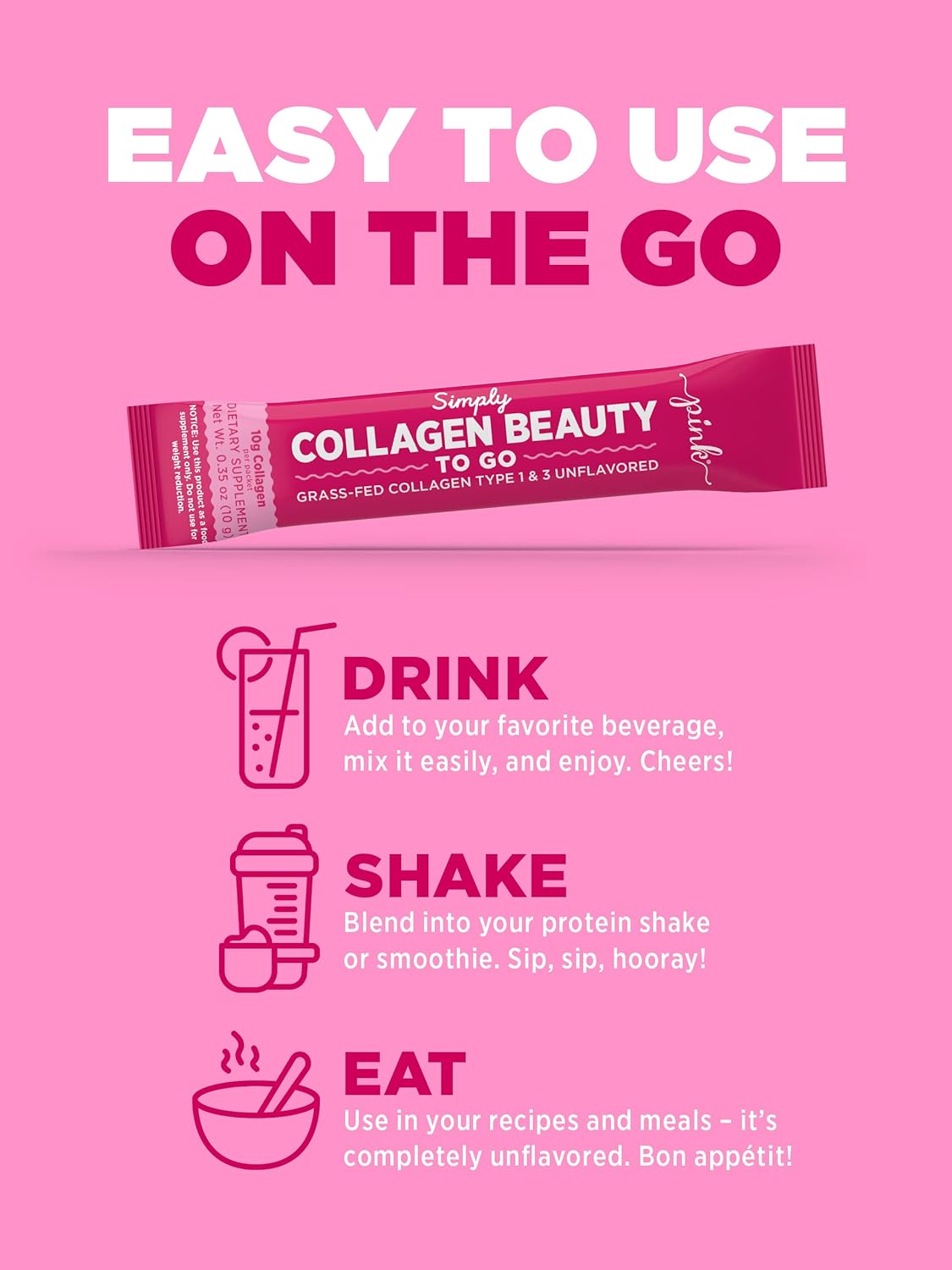 pink-collagen-powder-travel-packets---unflavored-type-1-3-gluten-free-non-gmo-grass-fed-peptides---20-packets-5
