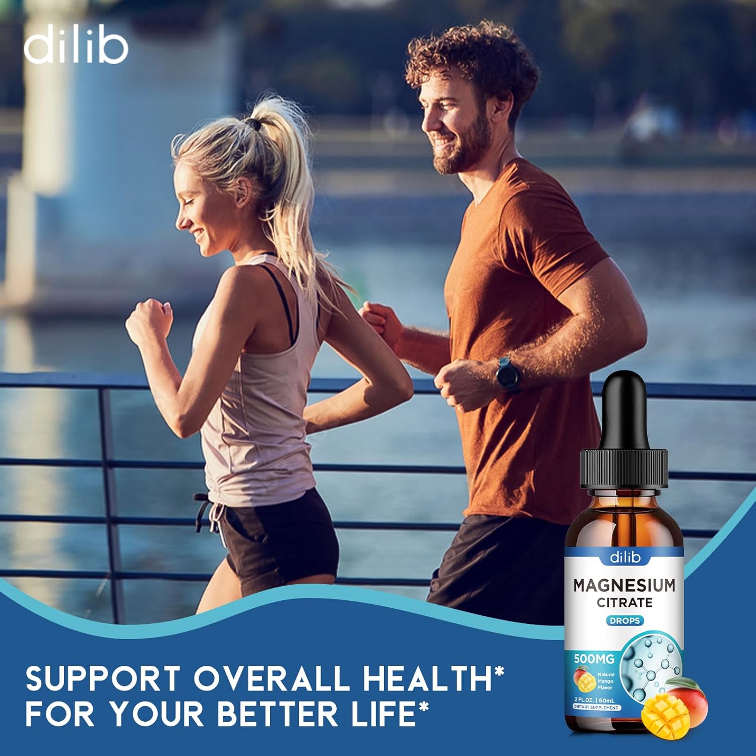 500mg Magnesium Citrate Liquid Drops Supplement for Stress Relief, Bone & Muscle Support, Sleep Aid - 2 Fl Oz Vegan Mango Flavor - Espot.com.au