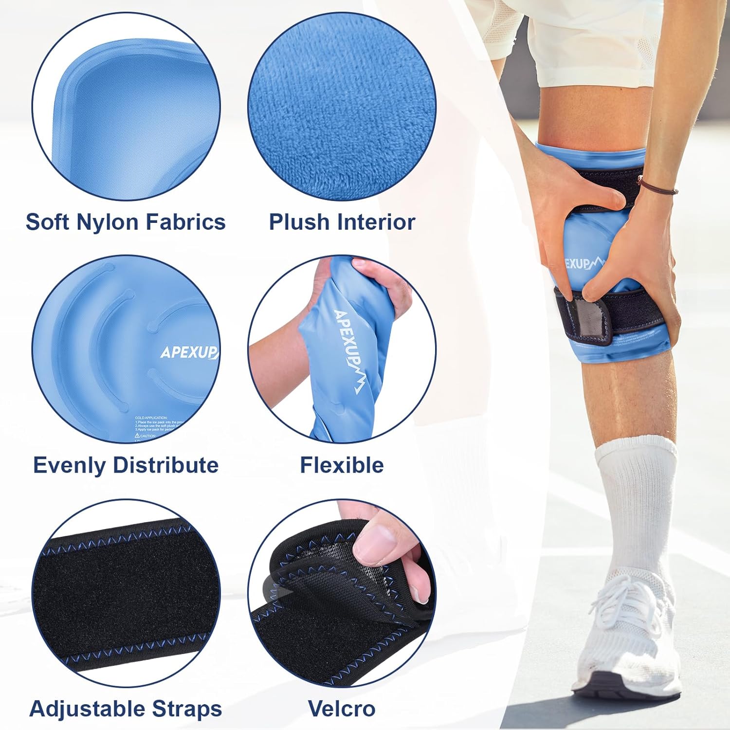 large-reusable-gel-ice-pack-wrap-for-knee-pain-relief---flexible-cold-pack-for-injuries-on-knee-back-shoulder-elbow-ankle-and-leg---blue-l---1-pack-2