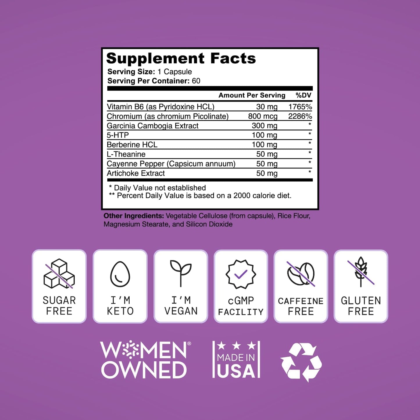 Women's Vegan Weight Loss Supplement for Appetite Control and Metabolism Boost - 60 Capsules - Espot.com.au