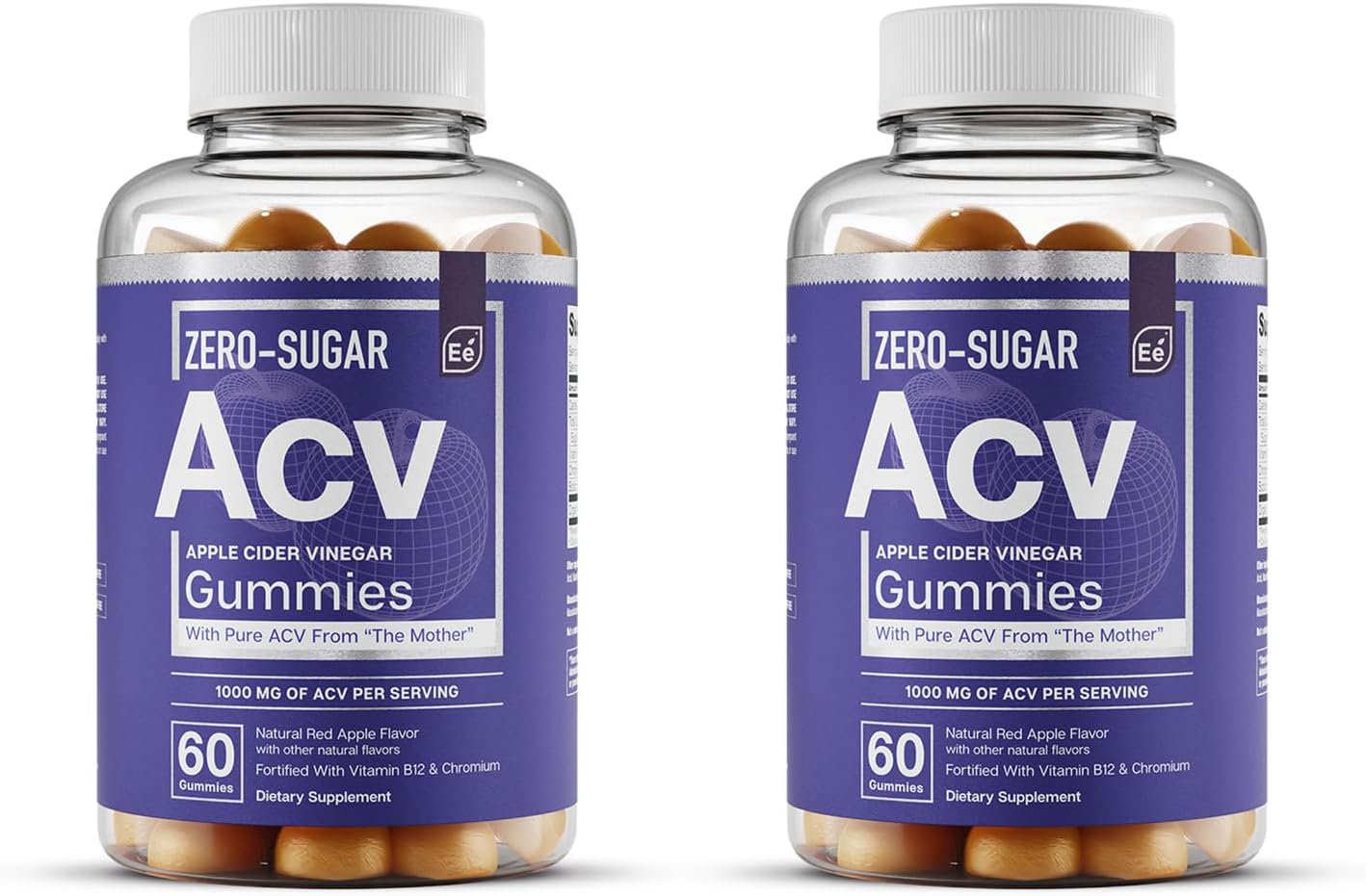 Naturally-Sourced Vegan ACV Gummies with Chromium - Zero-Sugar Apple Cider Vinegar Gummies (2-Pack, 60 Count) - Espot.com.au
