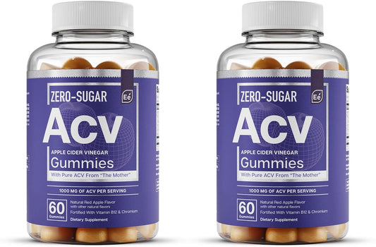 Naturally-Sourced Vegan ACV Gummies with Chromium - Zero-Sugar Apple Cider Vinegar Gummies (2-Pack, 60 Count) - Espot.com.au
