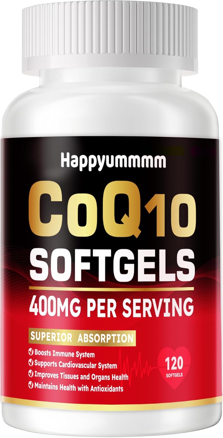 High-Absorption CoQ10 400mg Softgels with PQQ, BioPerine & Omega-3 - Antioxidant Supplement for Heart Health & Energy - 120 Servings - Espot.com.au