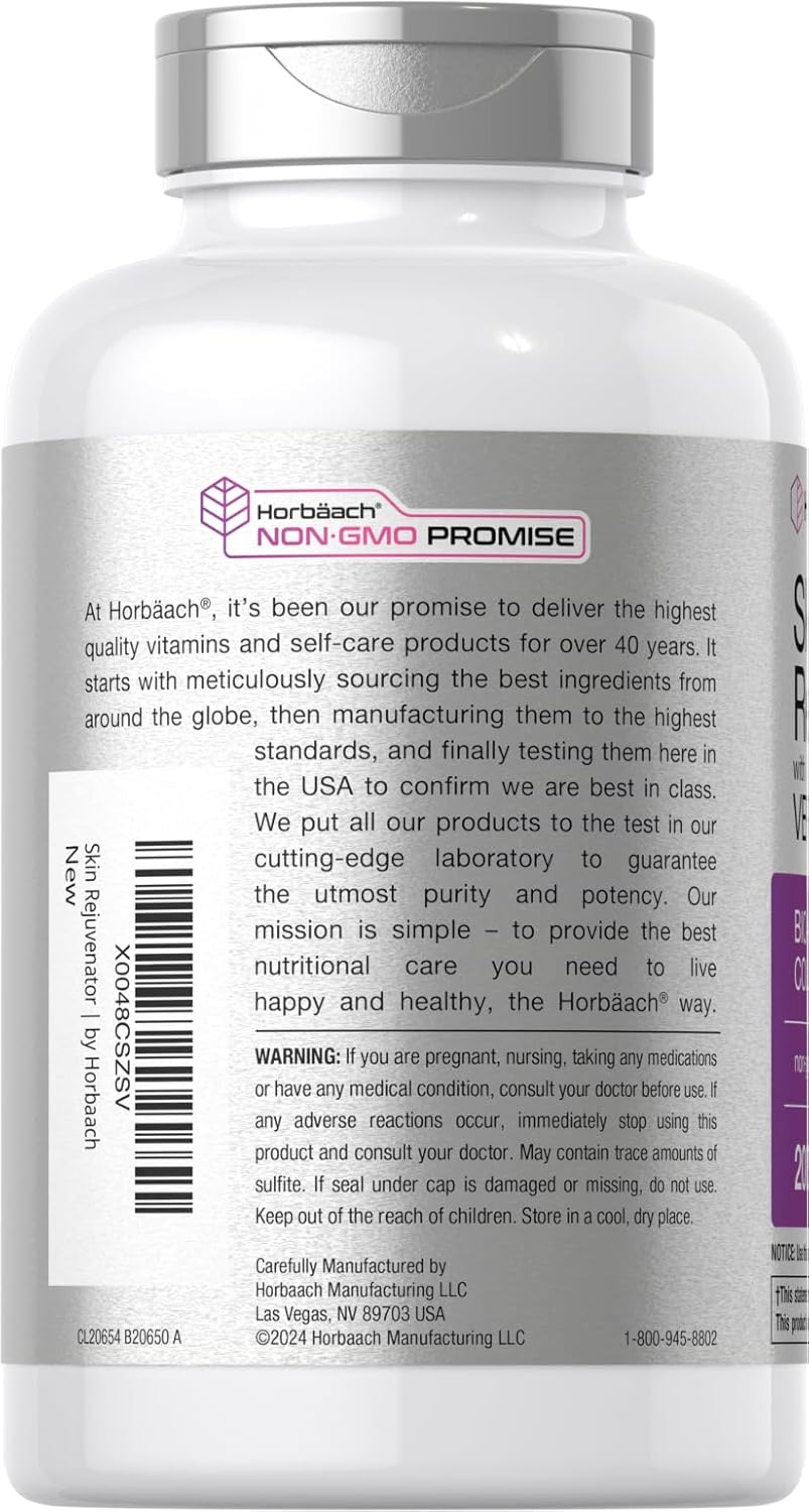 200 Caplets Horbäach Skin Rejuvenator with Verisol - Bioactive Collagen Peptides - Non-GMO, Gluten Free Supplement - Espot.com.au