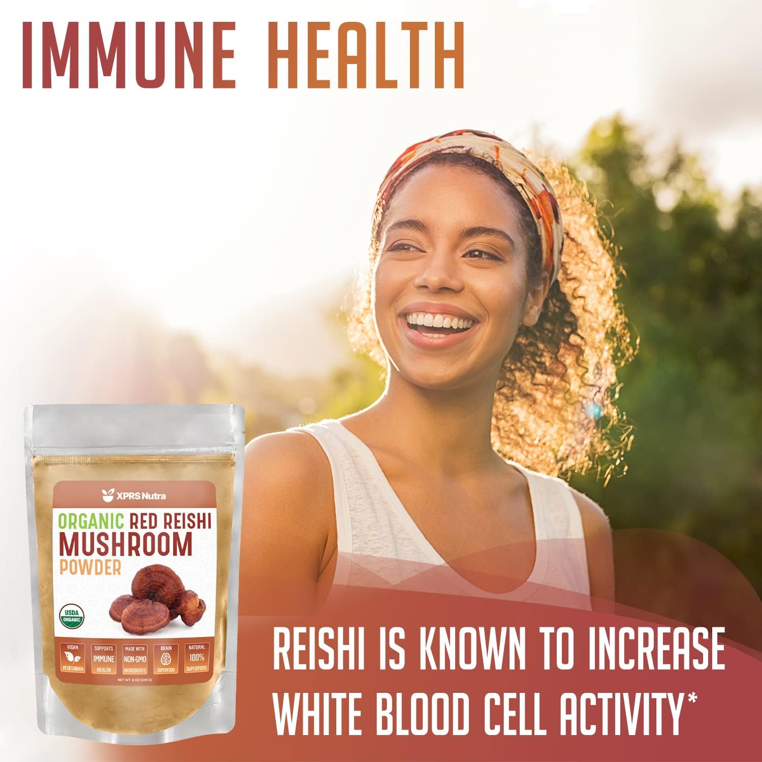 Premium Organic Red Reishi Mushroom Powder for Cognition and Energy - Vegan Longevity Support (16 oz) by XPRS Nutra - Espot.com.au