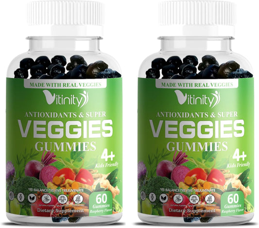 VITINITY Veggies Gummies Supplement with 30 Super Veggies, Fruits & Herbs - 120 Chews, Non-GMO, Gluten-Free - 60 Day Supply - Espot.com.au