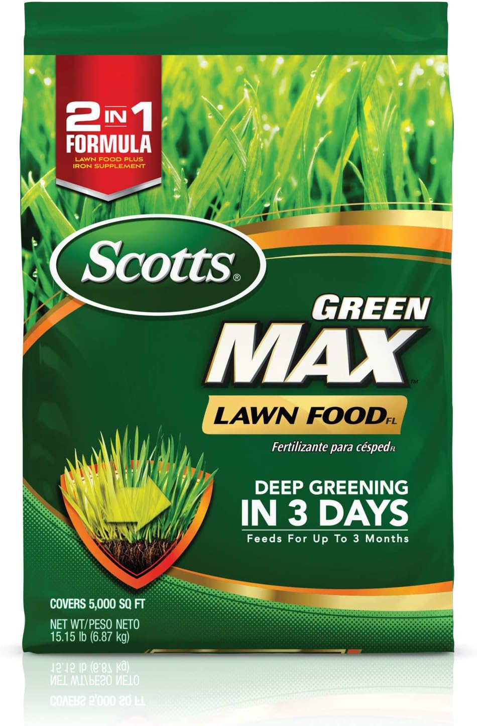 Scotts Green Max Lawn FoodFL - Lawn Fertilizer with Iron Supplement for Greener Grass - Covers 5,000 sq. ft. - 15.15 lbs. - Espot.com.au