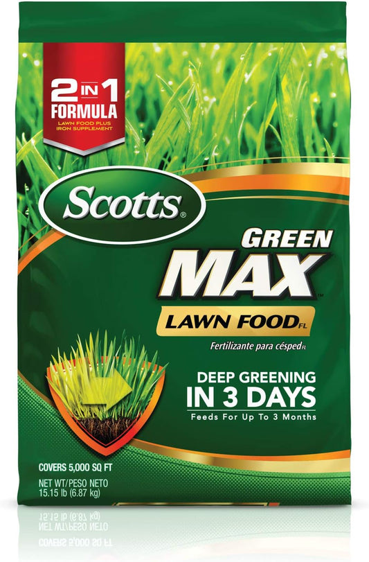 Scotts Green Max Lawn FoodFL - Lawn Fertilizer with Iron Supplement for Greener Grass - Covers 5,000 sq. ft. - 15.15 lbs. - Espot.com.au