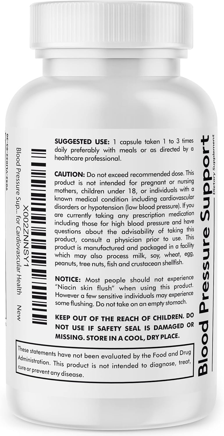 Natural Blood Pressure Support Supplement with Hawthorn, Hibiscus, High Potency Diuretic Herbs & Vitamins - 30 Capsules for Water Retention - Maintain Good Health for Women & Men - Espot.com.au