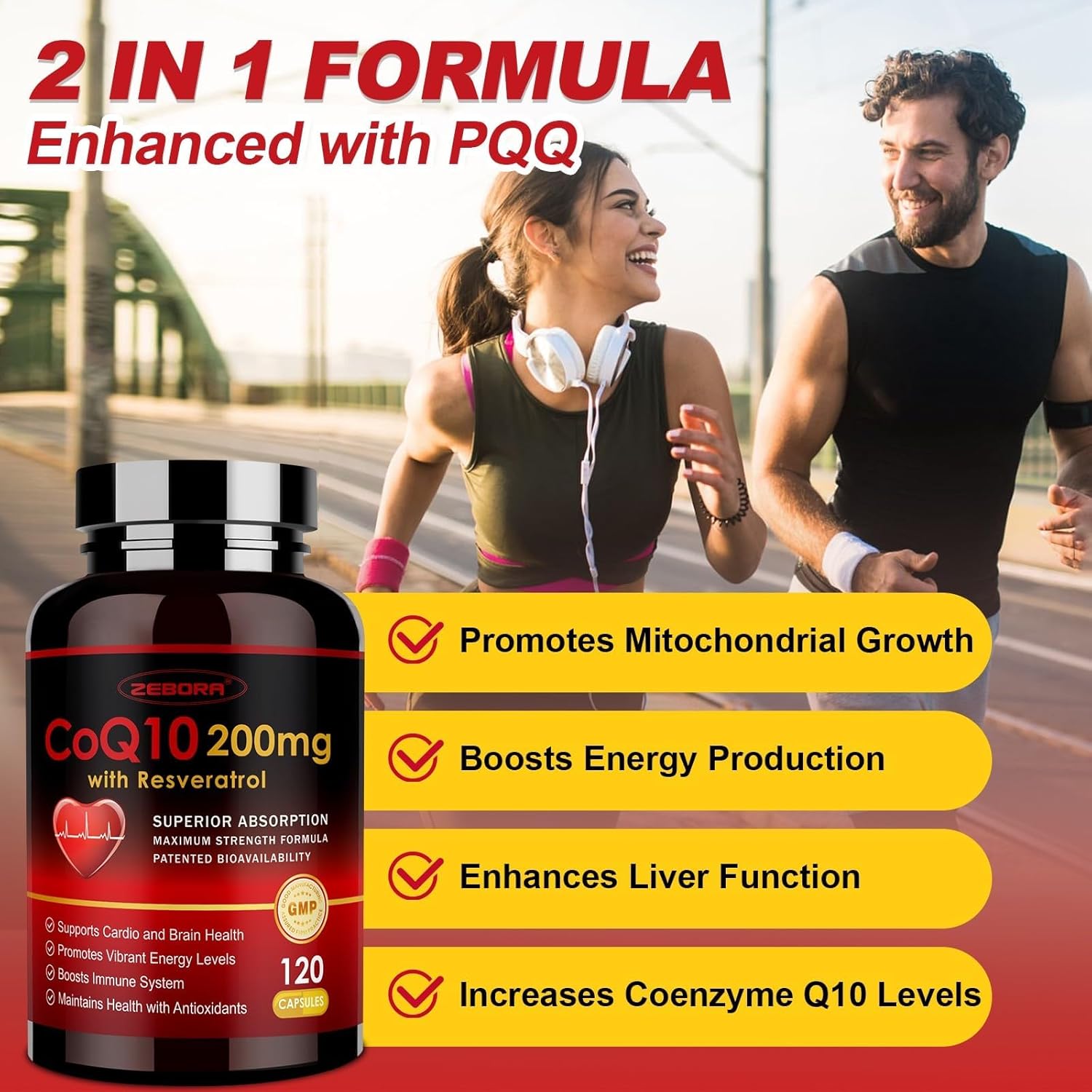 High Absorption CoQ10-200mg with Trans-Resveratrol, PQQ & Vitamin E - Antioxidant for Heart & Energy - 120 Veg Capsules - Espot.com.au