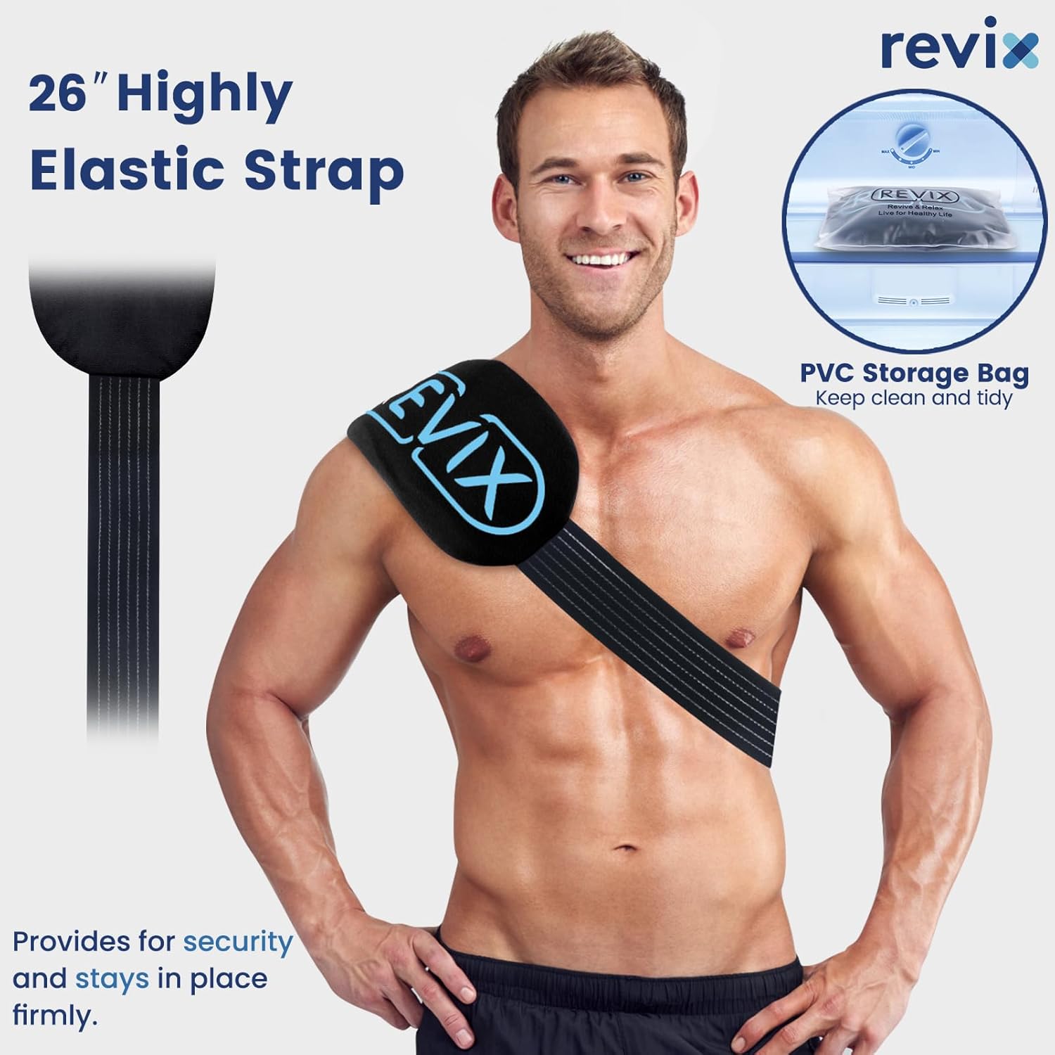 REVIX 5-Piece Reusable Ice Packs for Injuries - Hot & Cold Gel Pack for Muscle & Joint Recovery - Adjustable Cooling Pads for Knees, Back, Arms, Neck - Espot.com.au